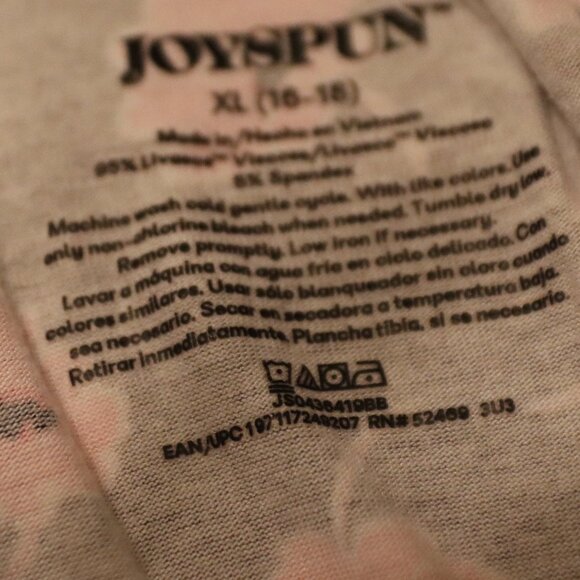 JoySpun Pajama Set Grey and Pink Short Sleeve Top and Drawstring Waist Short XL - Picture 2 of 16